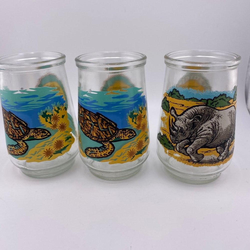 Welch’s Jelly Jars Lot of 3 Endangered Species World Wildlife Fund #2 Rhino #12
